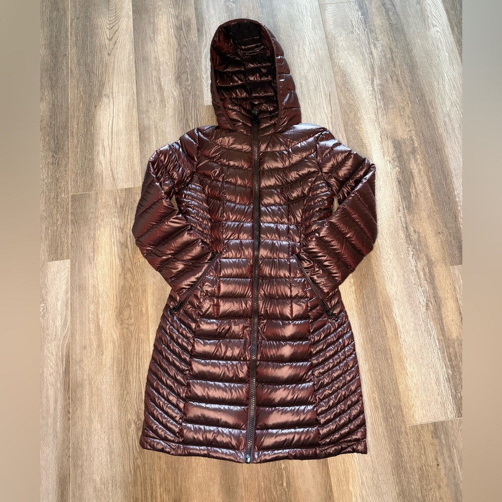 Calvin Klein Long Puffer Coat Winter Jacket Maroon XS